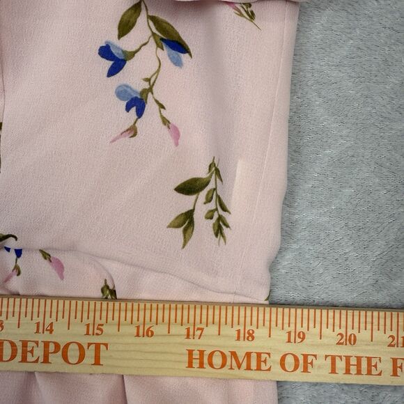 Vtg Peplum Ruffle Top 14 Large Powder Pink Floral Fairy Coquette Soft Grunge Y2K - Picture 10 of 14